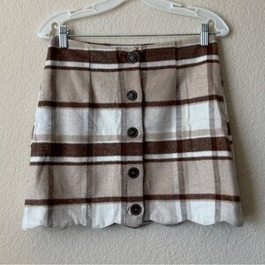 E&M Brown Plaid Mini Skirt Size Med, Preppy
